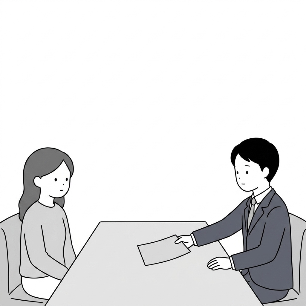 The asker on the left and the agent on the right, seated low