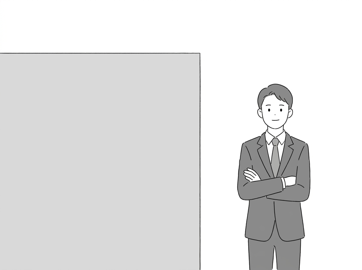 The agent stands on the right facing the reader, arms lightl
