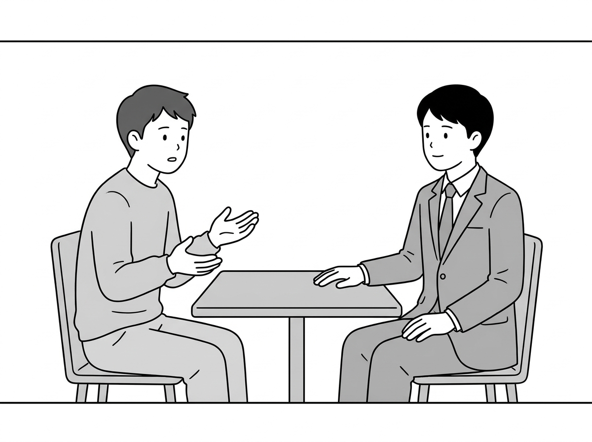 Same consultation table throughout: the asker and the agent