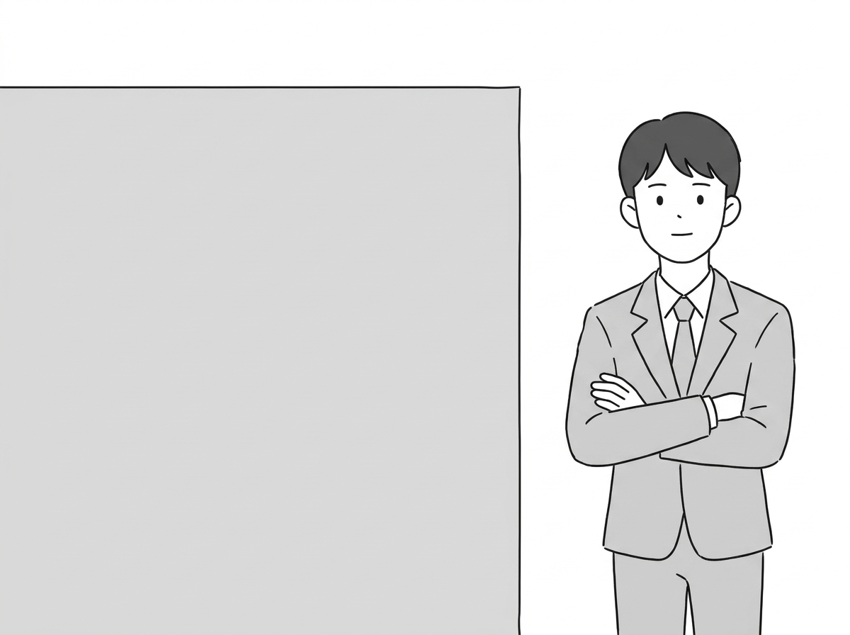 The agent stands on the right facing the reader, arms lightl